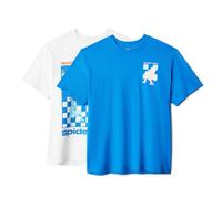 Amazon Essentials Disney T-Shirt Girocollo a Maniche Corte in Cotone, Vestibilità Classica Uomo, Pacco da 2, Uomo Ragno Blu Avorio, XS