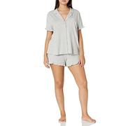 Amazon Essentials Donna Pigiama Corto con Collo A Risvolto Dentellato in Cotone Modal, Comodo Abbigliamento da Casa (Disponibile per Taglie Forti)