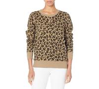 Amazon Essentials Felpa Girocollo da Donna in Pile di Spugna Francese (Disponibile in Taglie Forti), Stampa Leopardata Cammello, S