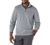 Amazon Essentials Felpa in Pile A Maniche Lunghe con Zip Corta Uomo, Grigio Medio Puntinato, M