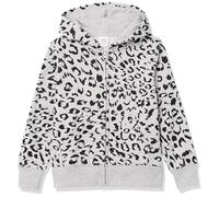 Amazon Essentials Felpe con Cappuccio Foderate in Pile con Cerniera Bambine e Ragazze, Grigio Chiaro Puntinato Animalier, 5 Anni