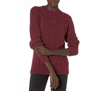 Amazon Essentials Fisherman Cable Maglia girocollo a maniche lunghe (disponibile in taglie forti), bordeaux scuro, taglia M