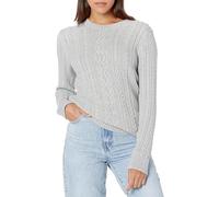 Amazon Essentials Fisherman Cable - Maglia girocollo a maniche lunghe (disponibile in taglie forti), grigio chiaro, taglia S