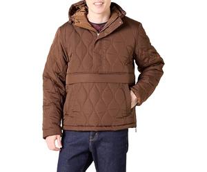 Amazon Essentials Giacca a Vento Imbottita con Cappuccio e Zip a Un Quarto Idrorepellente Uomo, Marrone Intenso, XXL