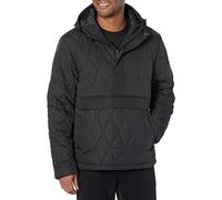 Amazon Essentials Giacca a Vento Imbottita con Cappuccio e Zip a Un Quarto Idrorepellente Uomo, Nero, XXL Plus