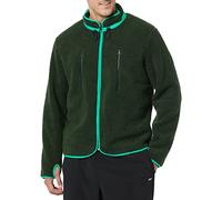 Amazon Essentials Giacca con Cerniera Integrale, Collo a Lupetto e Tasche sul Petto in Pile Teddy Uomo, Verde Scuro, M