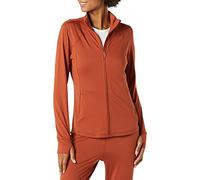 Amazon Essentials Giacca con Zip a Tutta Lunghezza Elasticizzata Tecnica Spazzolata - colori fuori produzione Donna, Castagna Intenso, XL Plus