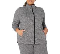 Amazon Essentials Giacca con Zip a Tutta Lunghezza Elasticizzata Tecnica Spazzolata - colori fuori produzione Donna, Grigio Scuro Tintura Policromatica, L