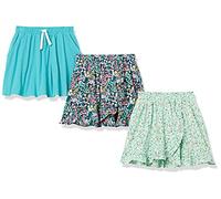 Amazon Essentials Gonna a Pantaloncino da Bambina, in Maglia, Confezione da 3, Colore Verde Acqua, XS