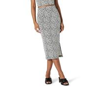 Amazon Essentials Gonna Midi in Jersey Opaco Arricciato (Top Venduto Separatamente), vestibilità Aderente Donna, Nero Avorio Geometrica, L