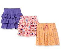 Amazon Essentials Gonne Pantalone lavorate a Maglia con Volant (precedentemente Spotted Zebra) Bambine e Ragazze, Pacco da 3, Porpora/Rosa Chiaro/Arancione, 4 Anni