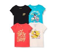 Amazon Essentials Harry Potter T-Shirt a Maniche Corte Bambine e Ragazze, Pacco da 4, Hogwarts Di Harry Potter, 6-7 anni