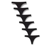 Amazon Essentials Intimo Perizoma in Cotone Donna, Pacco da 6, Nero, 42