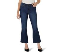 Amazon Essentials Jeans Cropped a Vita Media con Fondo Svasato Mediamente Elasticizzati Donna, Lavaggio Ombré Scuro, 40