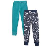 Amazon Essentials Joggers Bambine e Ragazze, Pacco da 2, Blu Marino Stelle/Verde Acqua, 4 Anni