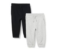 Amazon Essentials Joggers in Cotone Bambini e Ragazzi, Pacco da 2, Grigio Chiaro Puntinato/Nero, 9 Anni
