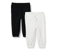 Amazon Essentials Joggers in Cotone Bambini e Ragazzi, Pacco da 2, Nero/Bianco, 11-12 Anni