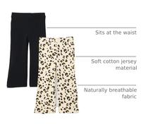 Amazon Essentials Leggings Aderenti da Ragazza a Zampa Svasata, in Maglia, Confezione da 2, Nero/Avorio Leopardato, XL