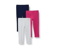 Amazon Essentials Leggings Bambine e Ragazze, Pacco da 3, Blu Marino Puntinato/Lampone/Bianco, 11-12 anni