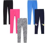 Amazon Essentials Leggings Bambine e Ragazze, Pacco da 5, Bianco Cuori/Blu/Blu Marino/Nero/Rosa, 9-10 anni