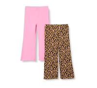 Amazon Essentials Leggings da Ragazza Slim Fit a Zampa in Maglia, Confezione da 2, Rosa Acceso/Marrone Chiaro, Stampa Leopardata, 4T