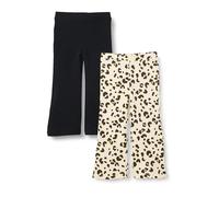 Amazon Essentials Leggings Svasati in Maglia Aderenti Bambine e Ragazze, Pacco da 2, Avorio Leopardata/Nero, 4 Anni
