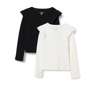 Amazon Essentials Maglia a Maniche Lunghe con Volant Bambine e Ragazze, Pacco da 2, Avorio/Nero, 5 Anni
