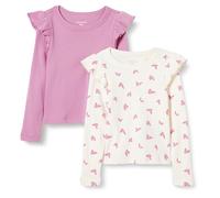 Amazon Essentials Maglia a Maniche Lunghe con Volant Bambine e Ragazze, Pacco da 2, Farfalle/Malva, 5 Anni