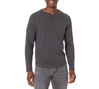 Amazon Essentials Maglia con Collo Serafino a Maniche Lunghe Slim Uomo, Carbone Puntinato, XS