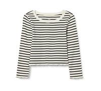 Amazon Essentials Maglia Corta a Maniche Lunghe a Costine per Bambine e ragazze, Bianco Guscio D'uovo Nero Marinara, 2 anni
