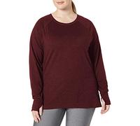 Amazon Essentials Maglia Girocollo a Maniche Lunghe Elasticizzata Tecnica Spazzolata - colori fuori produzione Donna, Bordeaux Tintura Policromatica, L