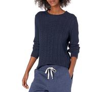 Amazon Essentials Maglia girocollo a maniche lunghe Fisherman Cable (disponibile in taglie forti), blu navy, XL