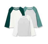 Amazon Essentials Maglie a Maniche Lunghe in Cotone Bambini e Ragazzi, Pacco da 3, Avorio/Grigio Chiaro Puntinato/Verde, 11-12 Anni