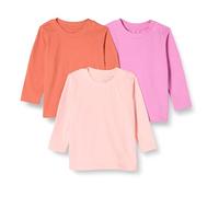 Amazon Essentials Maglietta a Maniche Lunghe in Cotone Biologico (precedentemente Amazon Aware) Unisex Bimbi, Pacco da 3, Rosa, 0-3 Mesi