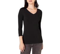 Amazon Essentials Maglietta classica da donna con scollo a V, con maniche a 3/4 (disponibile in taglie forti), nero, M