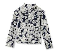 Amazon Essentials Maglietta Rashguard a Maniche Lunghe da Bambina, Blu Navy, Motivo Floreale Folk, XS