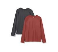 Amazon Essentials Maglietta Tecnica a Maniche Lunghe Elasticizzata Tecnologia ad Asciugatura Rapida (Disponibile Anche in Taglie Big&Tall) Uomo, Pacco da 2, Grafite Mélange/Henné, XL