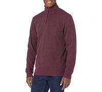 Amazon Essentials Maglione a Coste Francesi con Zip Corta Uomo, Bordeaux Puntinato, L