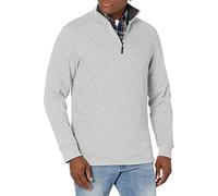 Amazon Essentials Maglione a Coste Francesi con Zip Corta Uomo, Grigio Chiaro Puntinato, XXL