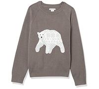 Amazon Essentials Maglione a Girocollo Bambini e Ragazzi, Grigio Scuro Bianco Orsi Polari, 8 Anni