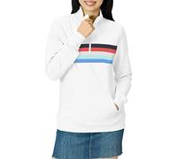 Amazon Essentials Maglione a Maniche Lunghe in Pile con Cerniera a un Quarto (Disponibile in Taglie Forti) Donna, Rosso Bianco Riga Piazzata, XXL