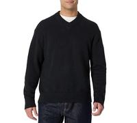 Amazon Essentials Maglione con Scollo a V in Misto Cotone, Vestibilità Classica Uomo, Nero, XL