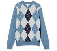 Amazon Essentials Maglione da uomo con scollo a V (disponibile nelle taglie Big & Tall), blu a pois, M