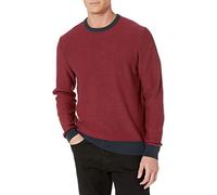 Amazon Essentials Maglione Girocollo a Maniche Lunghe, 100% Cotone, Disponibile Anche in Taglie Big & Tall Uomo, Blu Marino Rosso Mini Righe, S