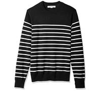 Amazon Essentials Maglione girocollo da uomo (disponibile nelle taglie Big & Tall), a righe bianche e nere, XL