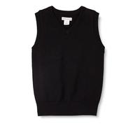 Amazon Essentials Maglione Smanicato con Scollo a v in Cotone in Stile Uniforme Bambini e Ragazzi, Nero, 6-7 Anni