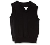 Amazon Essentials Maglione Smanicato con Scollo a v in Cotone in Stile Uniforme Bambini e Ragazzi, Pacco da 2, Nero, 11-12 Anni