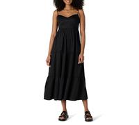 Amazon Essentials Maxi Abito a Balze a Trapezio, Vita Impero, Scollo a Cuore, in Raso di Cotone Donna, Nero, L