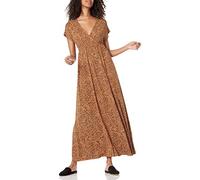 Amazon Essentials Maxi Abito con Vita Stretta (Disponibile in Taglie Forti) Donna, Caramello Stampa Animalier, M
