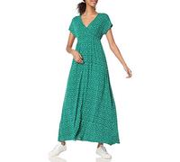 Amazon Essentials Maxi Abito con Vita Stretta (Disponibile in Taglie Forti) Donna, Verde Stampa Foglie, L